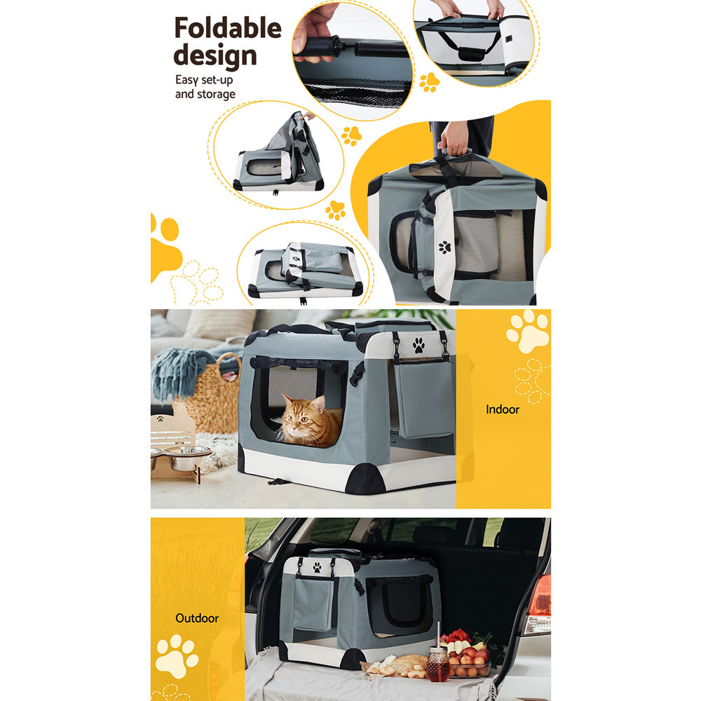 i.Pet Pet Carrier Soft Crate Dog Cat Travel 70x52CM Portable Foldable Car Large - view 7
