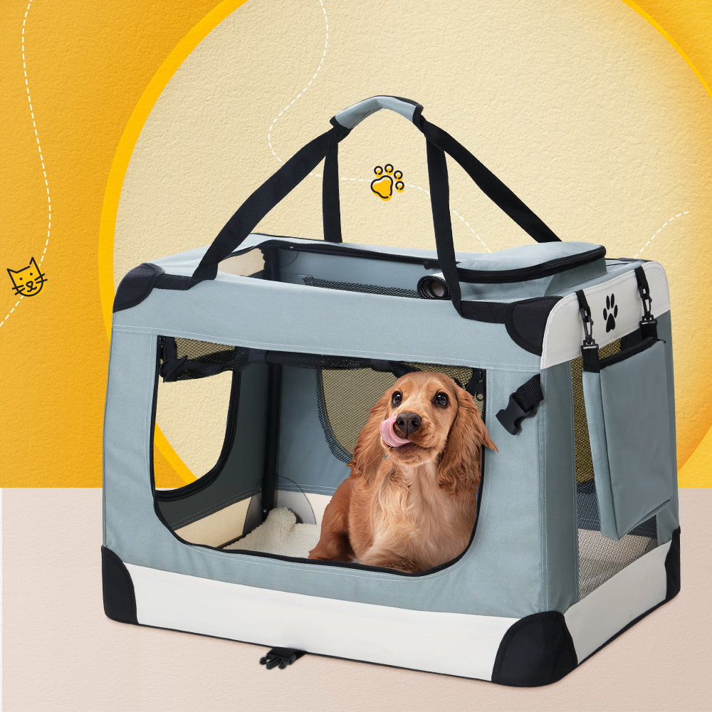 i.Pet Pet Carrier Soft Crate Dog Cat Travel 70x52CM Portable Foldable Car Large - view 8