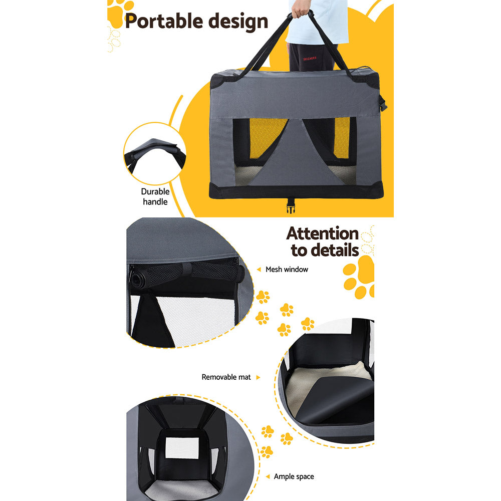 i.Pet Pet Carrier Soft Crate Dog Cat Travel 60x42CM Portable Foldable Car M - view 6