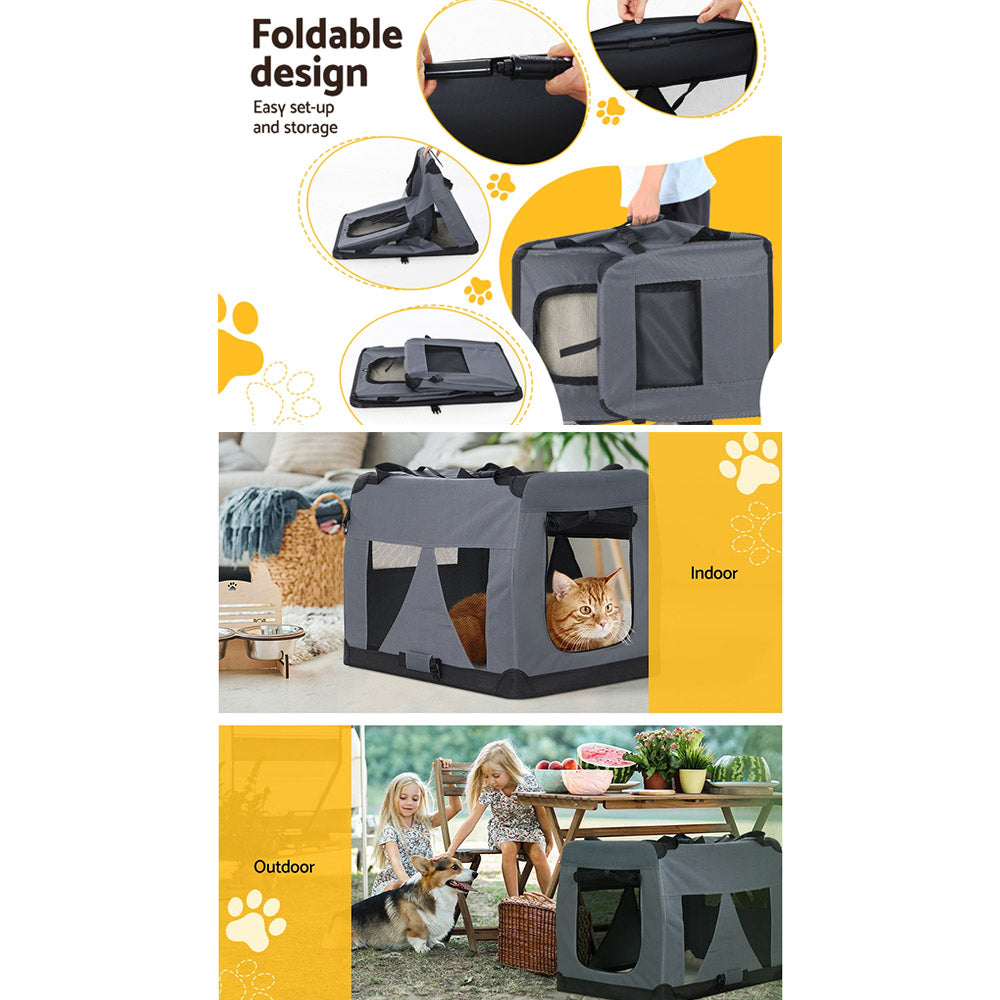 i.Pet Pet Carrier Soft Crate Dog Cat Travel 60x42CM Portable Foldable Car M - view 7