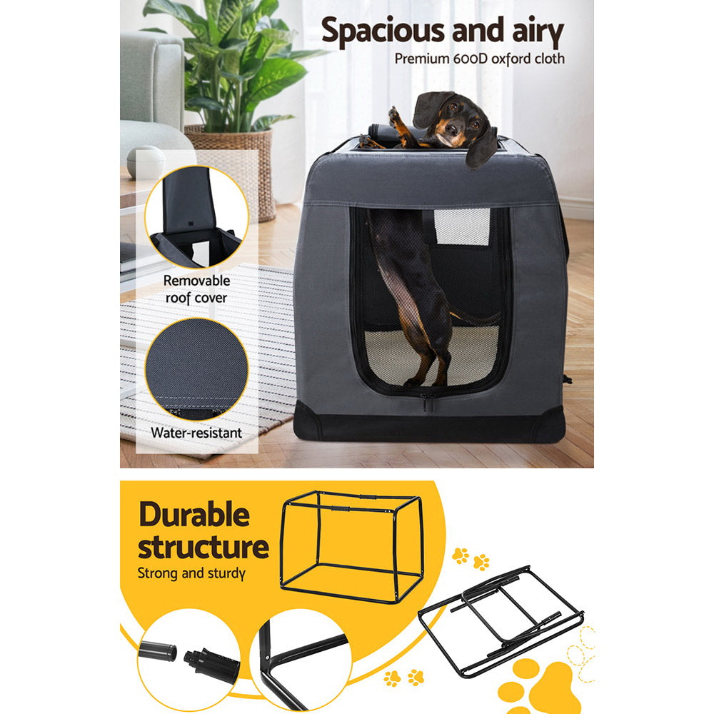 i.Pet Pet Carrier Soft Crate Dog Cat Travel 82x58CM Portable Foldable Car XL - view 5