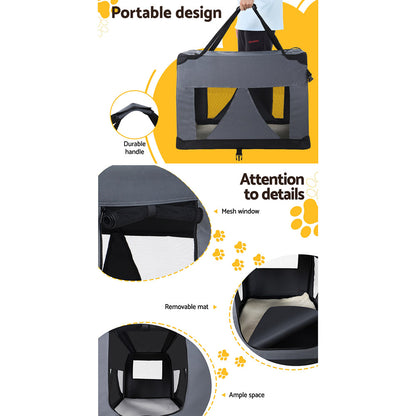 i.Pet Pet Carrier Soft Crate Dog Cat Travel 82x58CM Portable Foldable Car XL - view 6