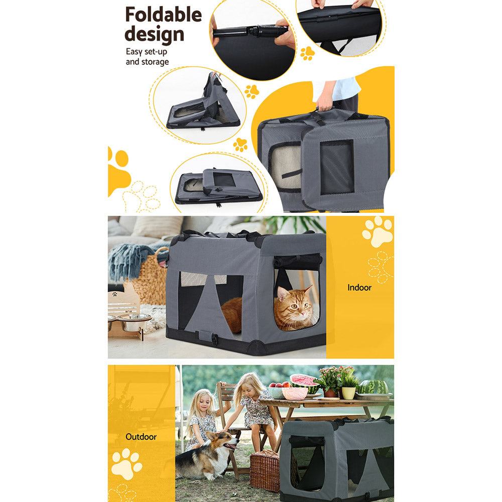 i.Pet Pet Carrier Soft Crate Dog Cat Travel 82x58CM Portable Foldable Car XL - view 7
