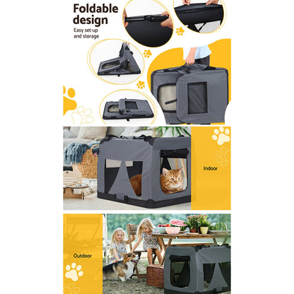 i.Pet Pet Carrier Soft Crate Dog Cat Travel 82x58CM Portable Foldable Car XL - view 7