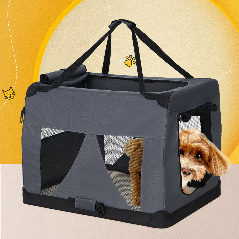 i.Pet Pet Carrier Soft Crate Dog Cat Travel 82x58CM Portable Foldable Car XL - view 8