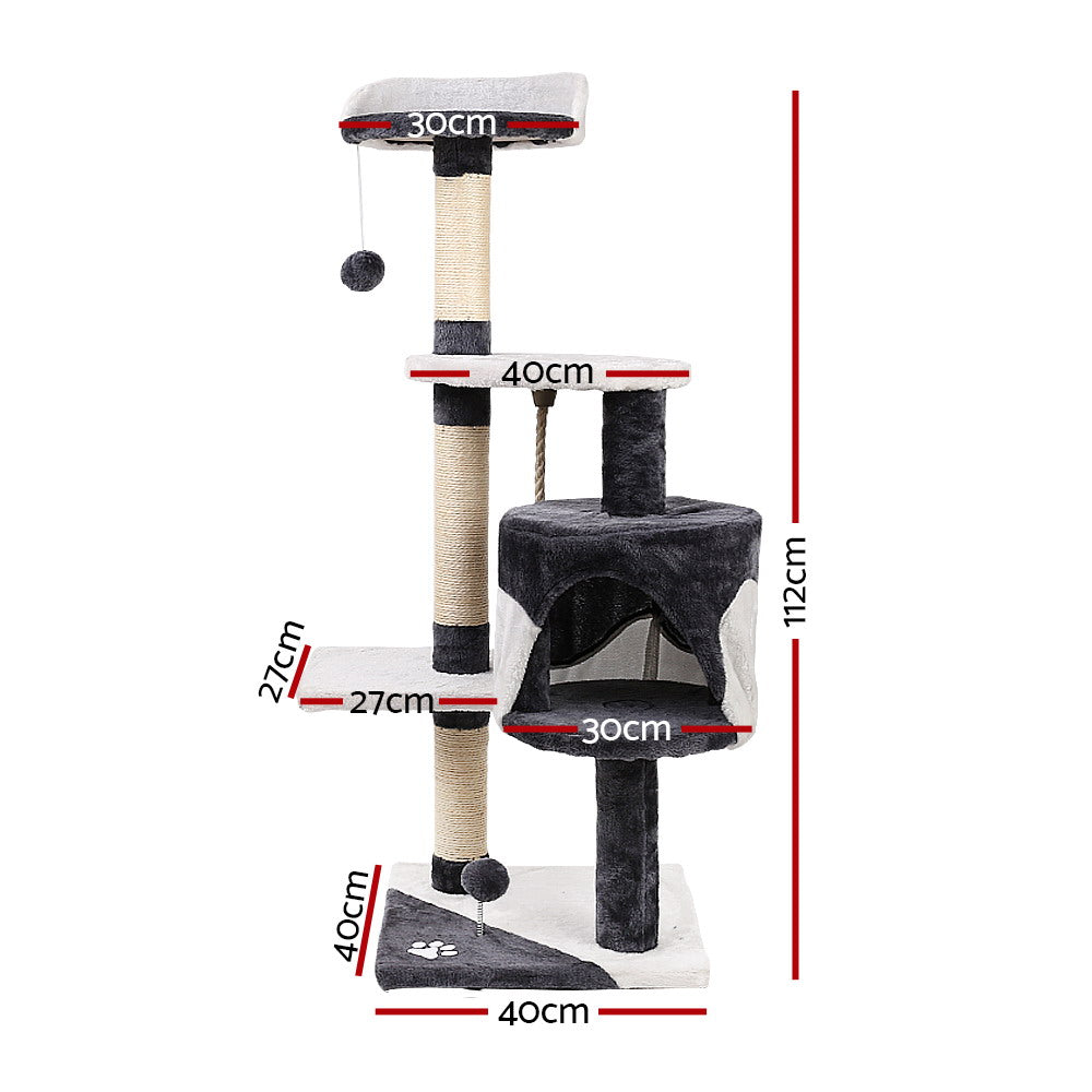 i.Pet Cat Tree 112cm Tower Scratching Post Scratcher Wood Condo House Furniture - view 2