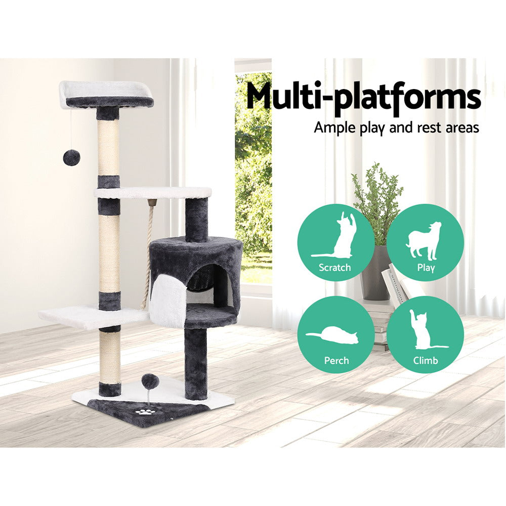 i.Pet Cat Tree 112cm Tower Scratching Post Scratcher Wood Condo House Furniture - view 3