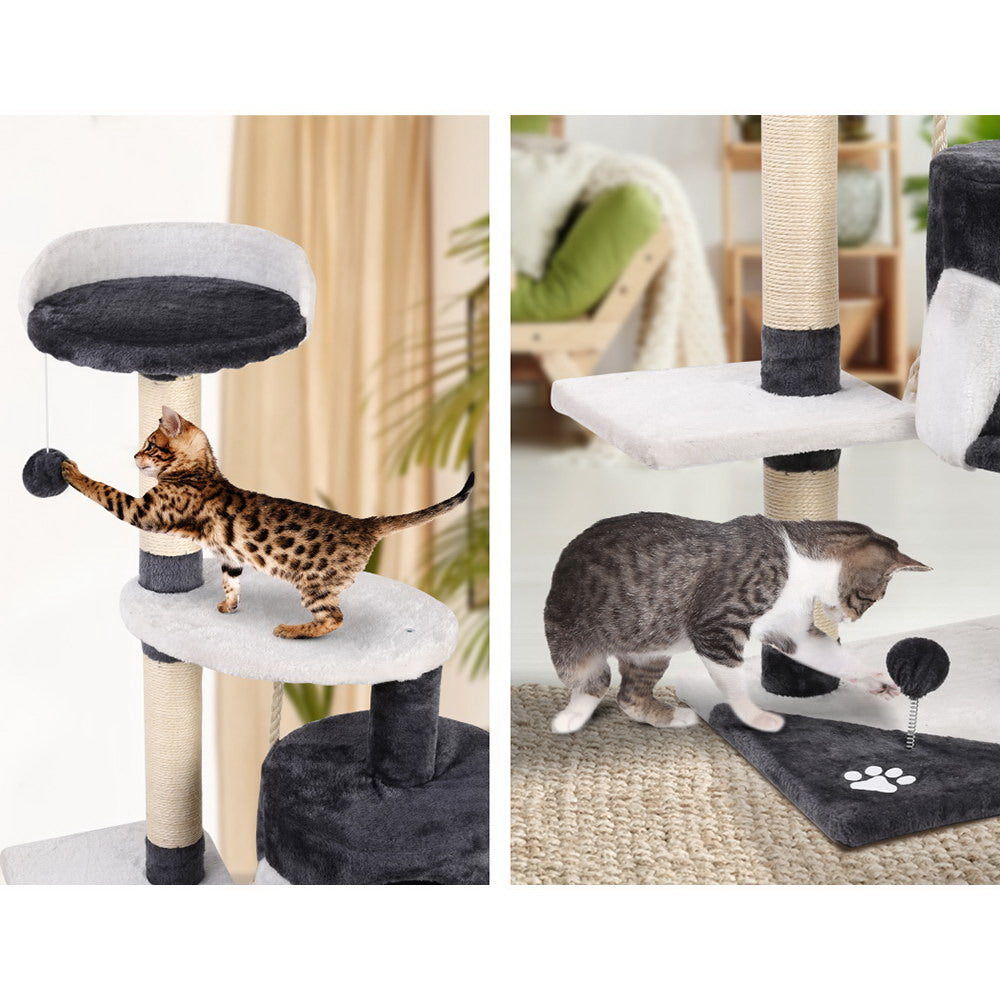 i.Pet Cat Tree 112cm Tower Scratching Post Scratcher Wood Condo House Furniture - view 5