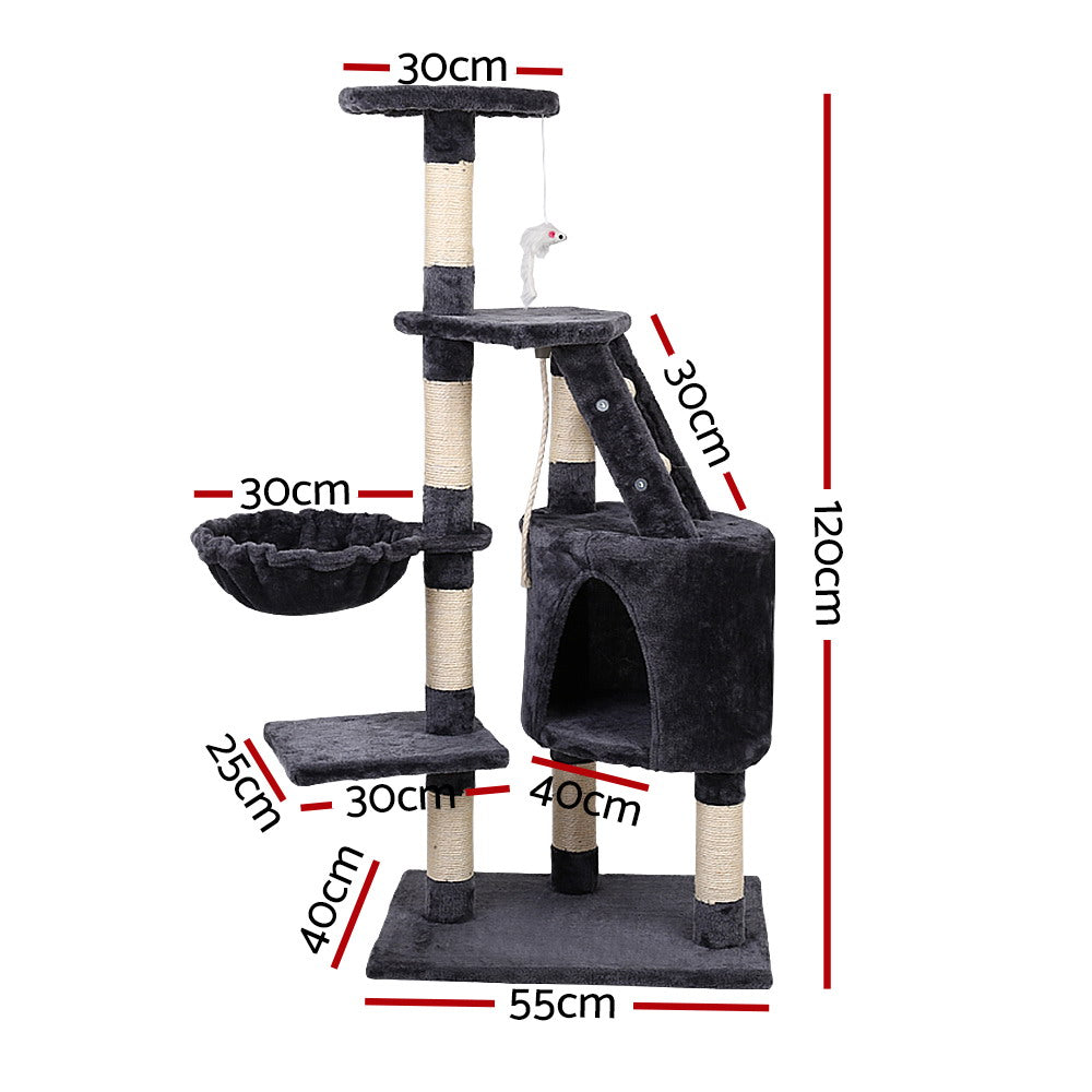 i.Pet Cat Tree 120cm Tower Scratching Post Scratcher Wood Condo House Bed Toys - view 2