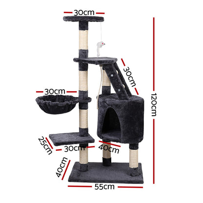 i.Pet Cat Tree 120cm Tower Scratching Post Scratcher Wood Condo House Bed Toys - view 2