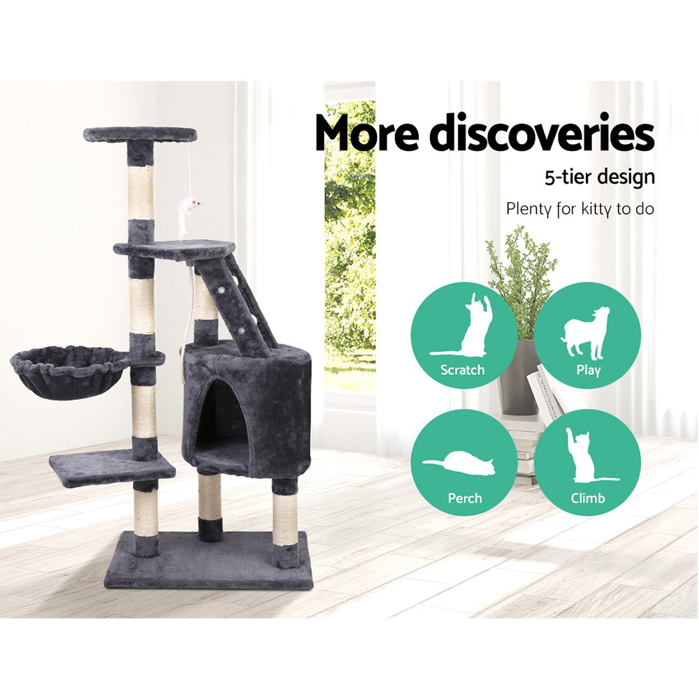 i.Pet Cat Tree 120cm Tower Scratching Post Scratcher Wood Condo House Bed Toys - view 3