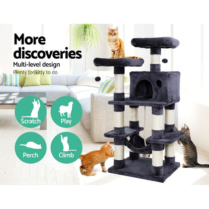 i.Pet Cat Tree 145cm Tower Scratching Post Scratcher Wood Condo House Large Bed - view 3