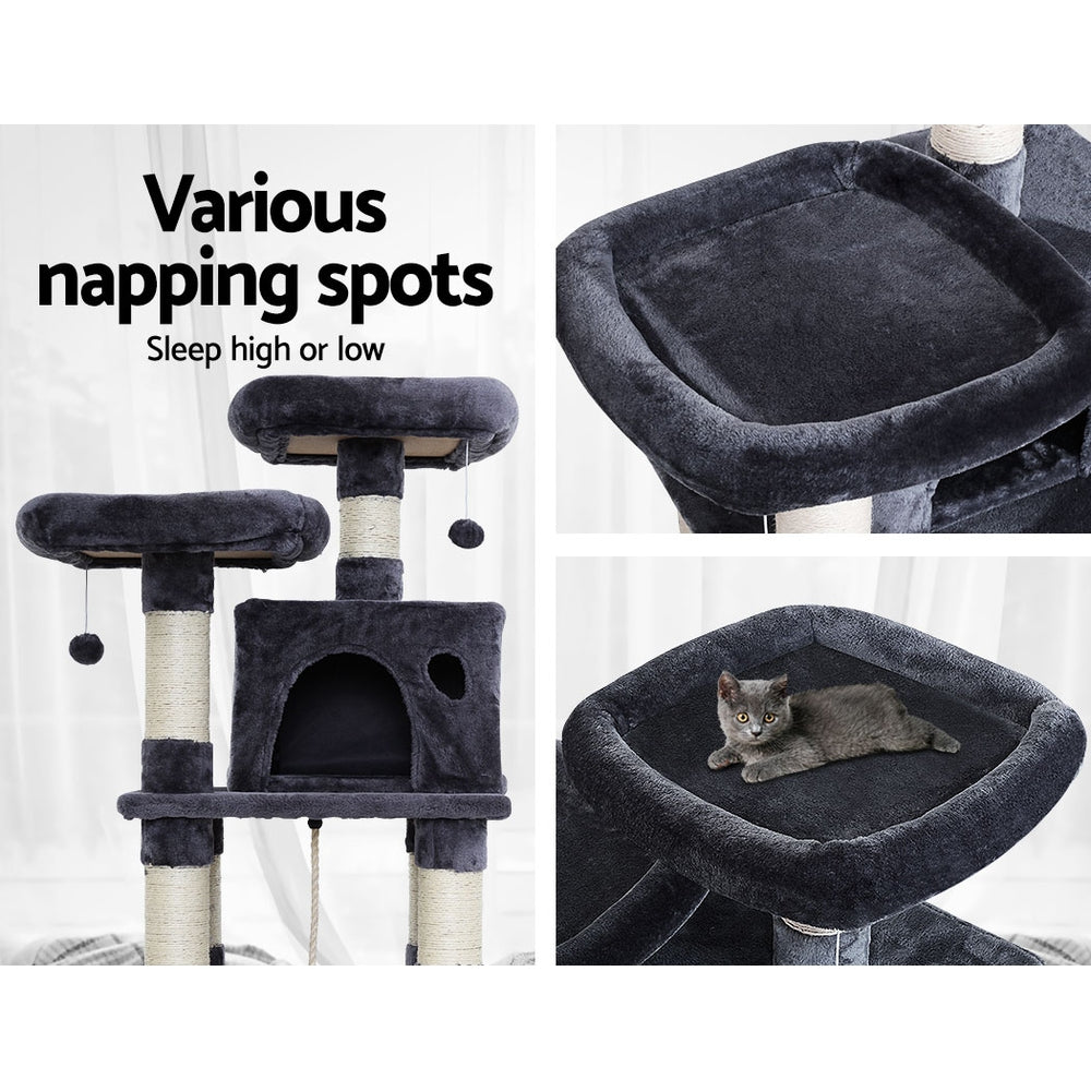 i.Pet Cat Tree 145cm Tower Scratching Post Scratcher Wood Condo House Large Bed - view 5
