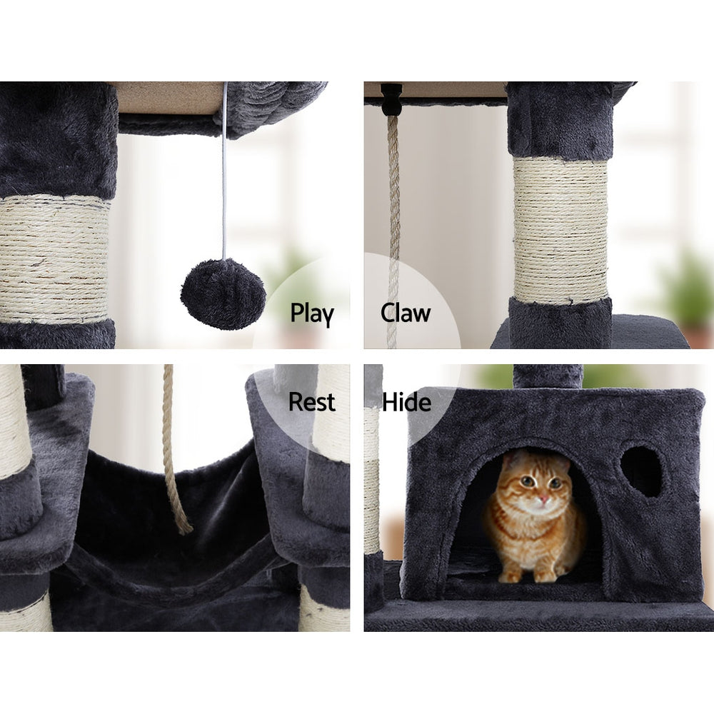 i.Pet Cat Tree 145cm Tower Scratching Post Scratcher Wood Condo House Large Bed - view 6