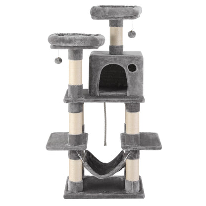 i.Pet Cat Tree 145cm Tower Scratching Post Trees Scratcher Condo House Light Grey - view 3