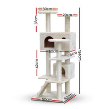 i.Pet Cat Tree 134cm Tower Scratching Post Scratcher Wood Condo House Bed Beige - view 2