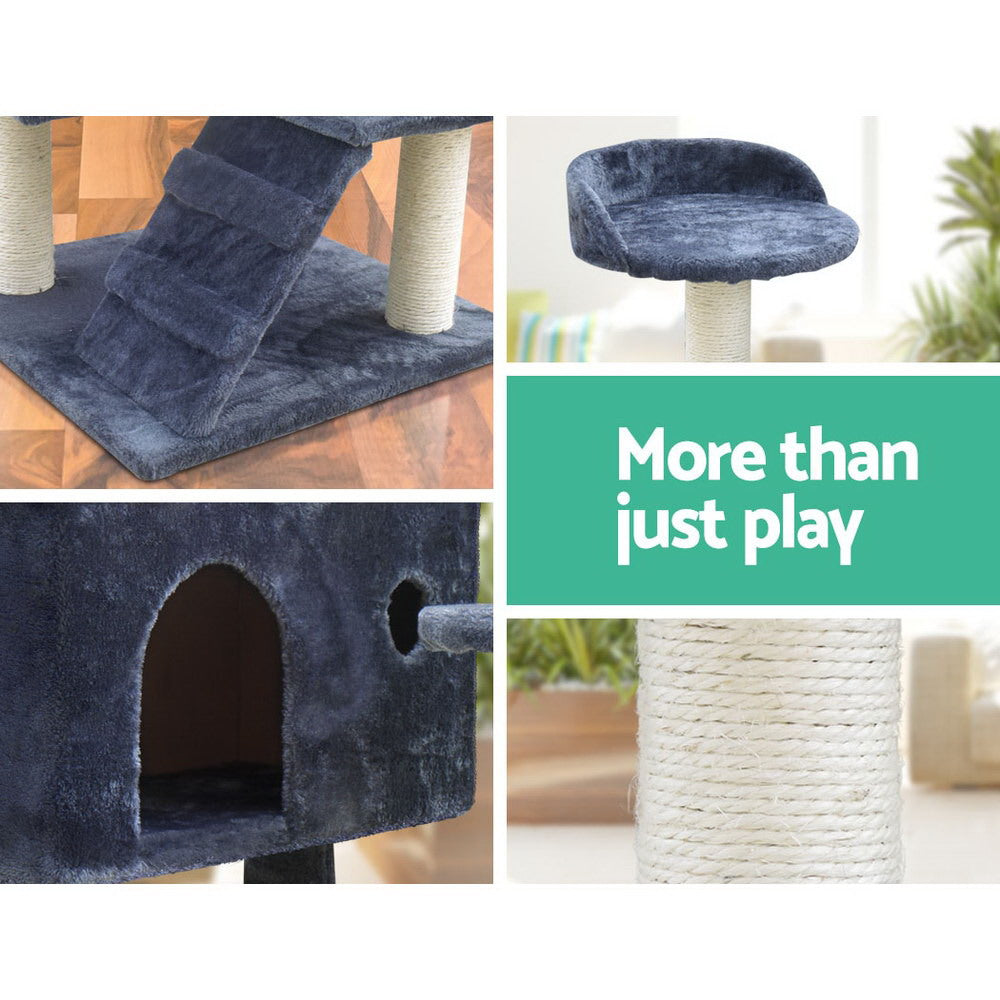 i.Pet Cat Tree 134cm Tower Scratching Post Scratcher Wood Condo House Bed Grey - view 5
