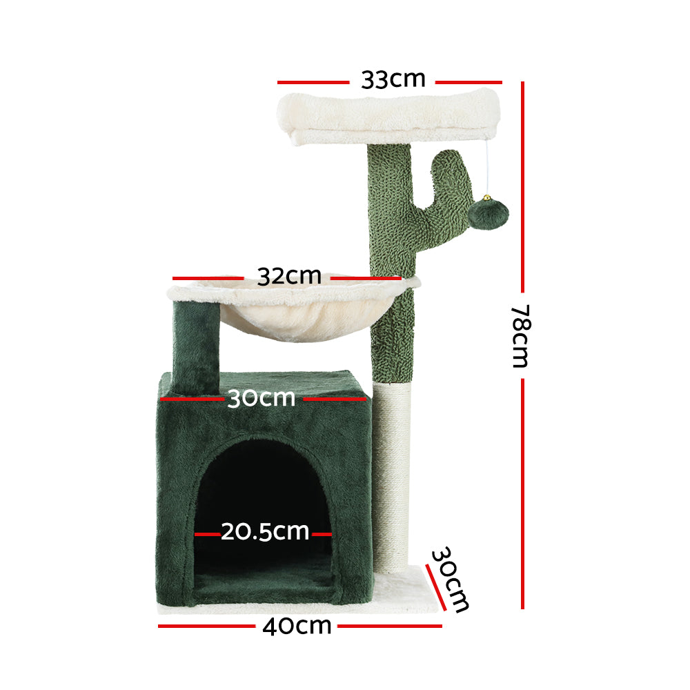 i.Pet Cat Tree 78cm Scratching Post Tower Scratcher Wood Condo House Bed Toys Green - view 2