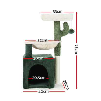 i.Pet Cat Tree 78cm Scratching Post Tower Scratcher Wood Condo House Bed Toys Green - view 2