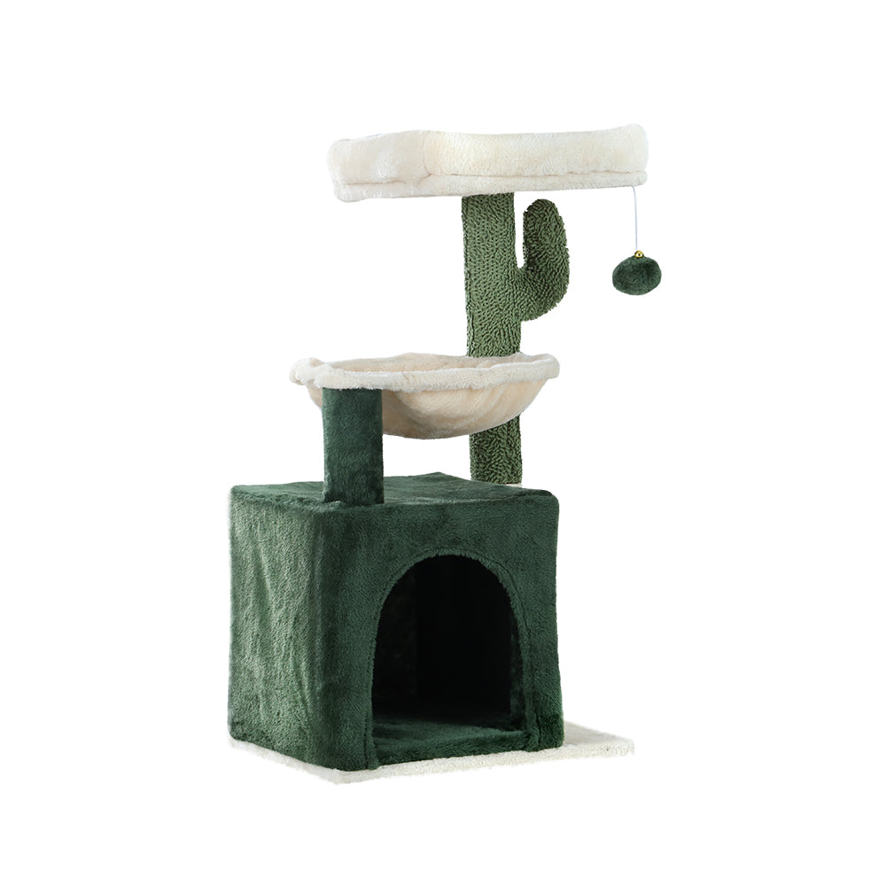 i.Pet Cat Tree 78cm Scratching Post Tower Scratcher Wood Condo House Bed Toys Green - view 3