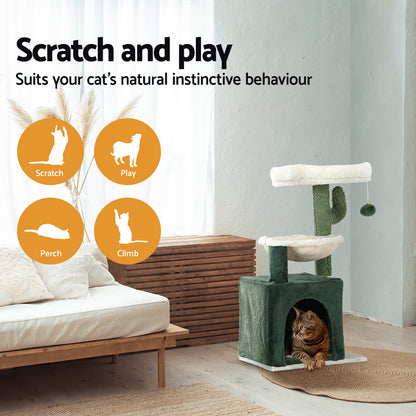 i.Pet Cat Tree 78cm Scratching Post Tower Scratcher Wood Condo House Bed Toys Green - view 4