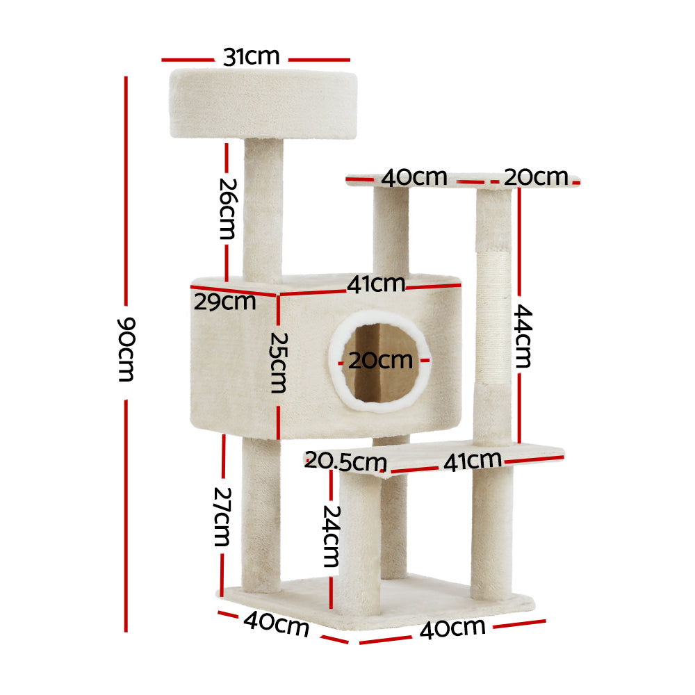 i.Pet Cat Tree 90cm Scratching Post Tower Scratcher Wood Condo House Bed Trees - view 2