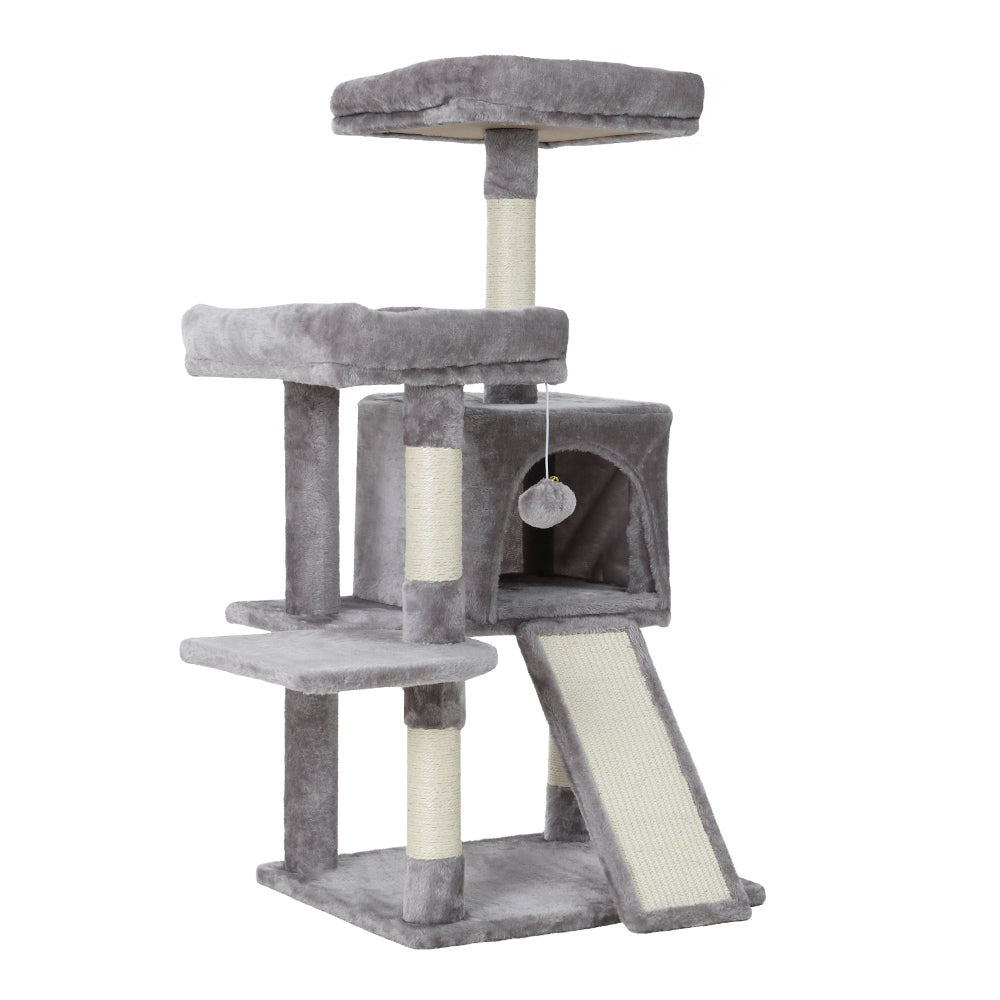 i.Pet Cat Tree 103cm Tower Scratching Post Scratcher Wood Condo House Trees Grey - view 3