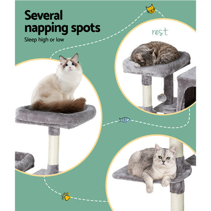 i.Pet Cat Tree 103cm Tower Scratching Post Scratcher Wood Condo House Trees Grey - view 6