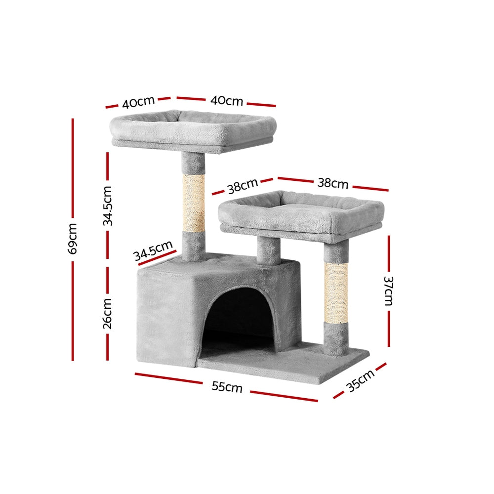 i.Pet Cat Tree 69cm Scratching Post Tower Scratcher Wood Condo House Bed Trees - view 2