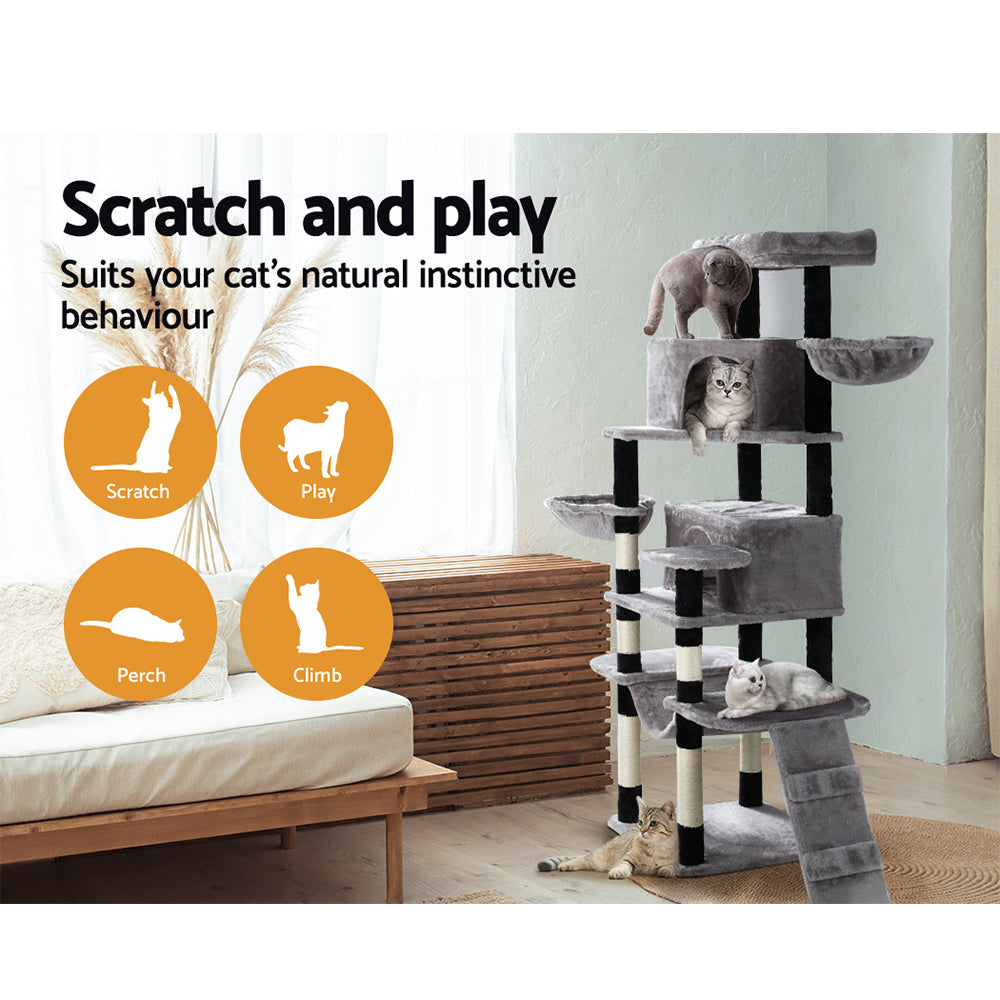 i.Pet Cat Tree 161cm Tower Scratching Post Scratcher Wood Condo House Play Bed - view 4