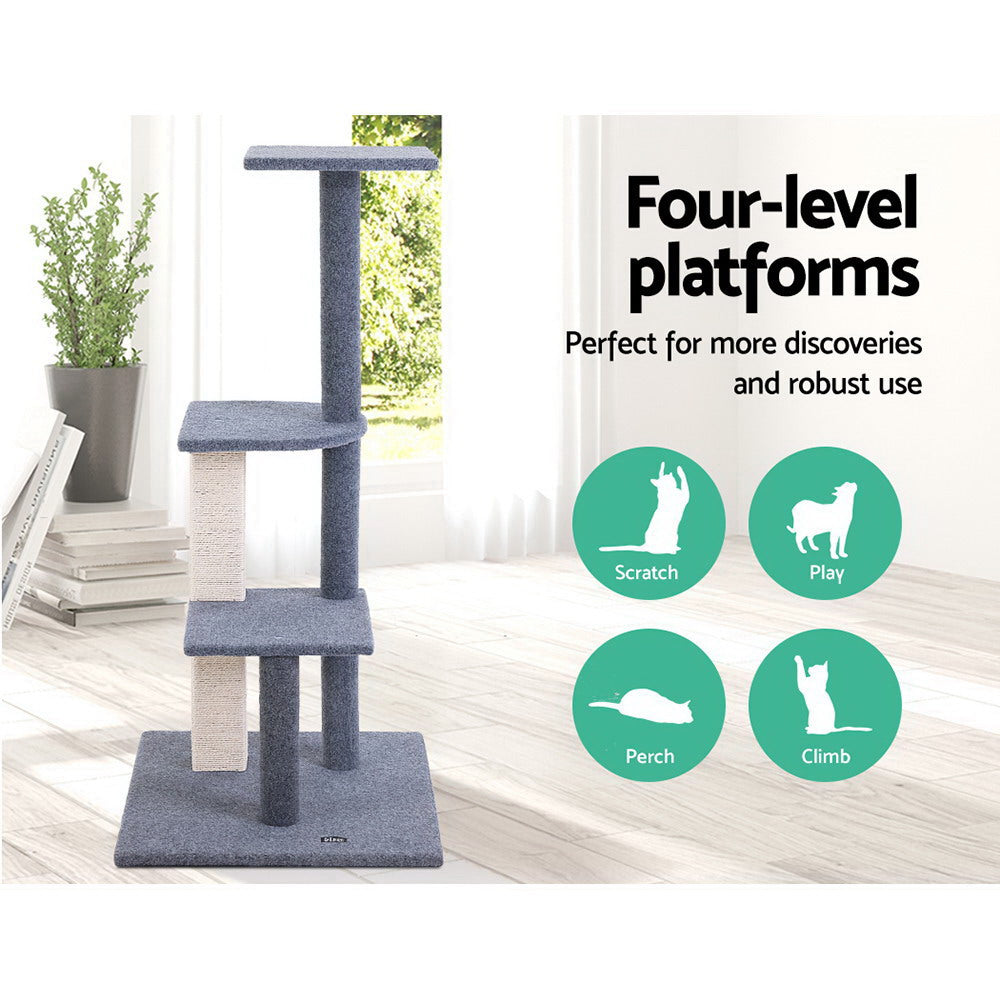 i.Pet Cat Tree 124cm Scratching Post Tower Scratcher Trees Wood Condo Board - view 4