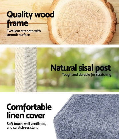 i.Pet Cat Tree 124cm Scratching Post Tower Scratcher Trees Wood Condo Board - view 5