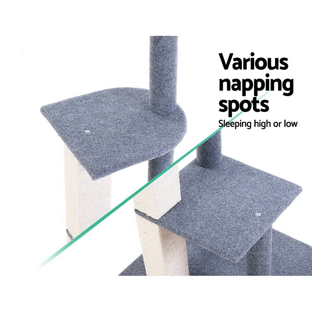 i.Pet Cat Tree 124cm Scratching Post Tower Scratcher Trees Wood Condo Board - view 6