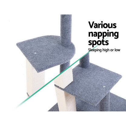 i.Pet Cat Tree 124cm Scratching Post Tower Scratcher Trees Wood Condo Board - view 6