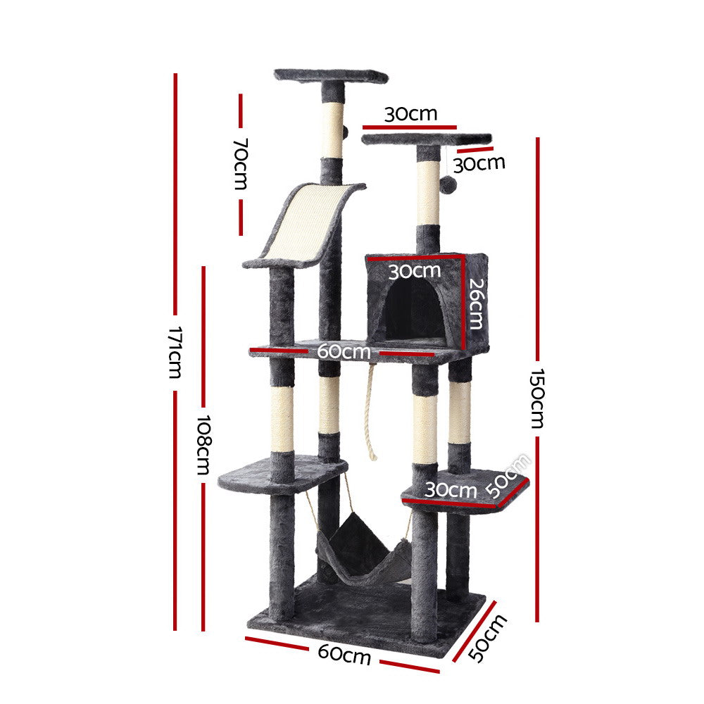 i.Pet Cat Tree 171cm Tower Scratching Post Scratcher Wooden Condo House Bed Toys - view 2