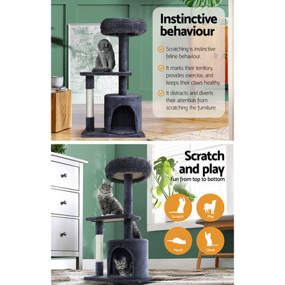 i.Pet Cat Tree 94cm Scratching Post Tower Scratcher Condo House Wood Trees Grey - view 5