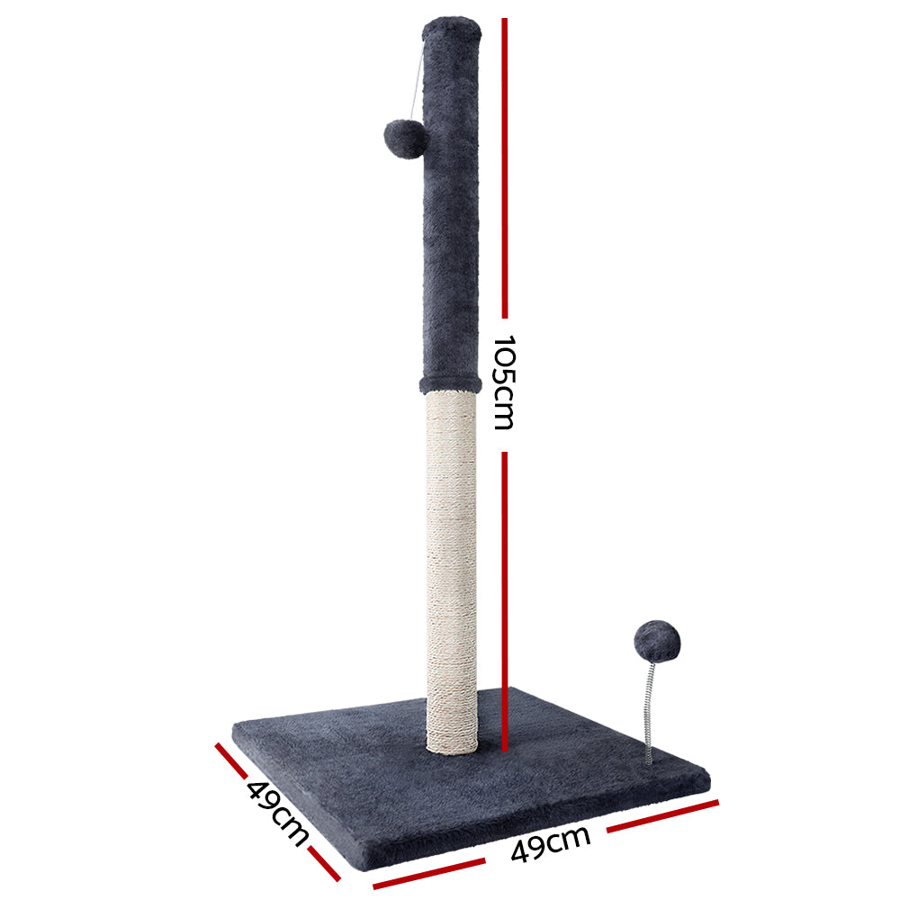 i.Pet Cat Tree 105cm Scratching Post Scratcher Tower Condo House Hanging toys Grey - view 2