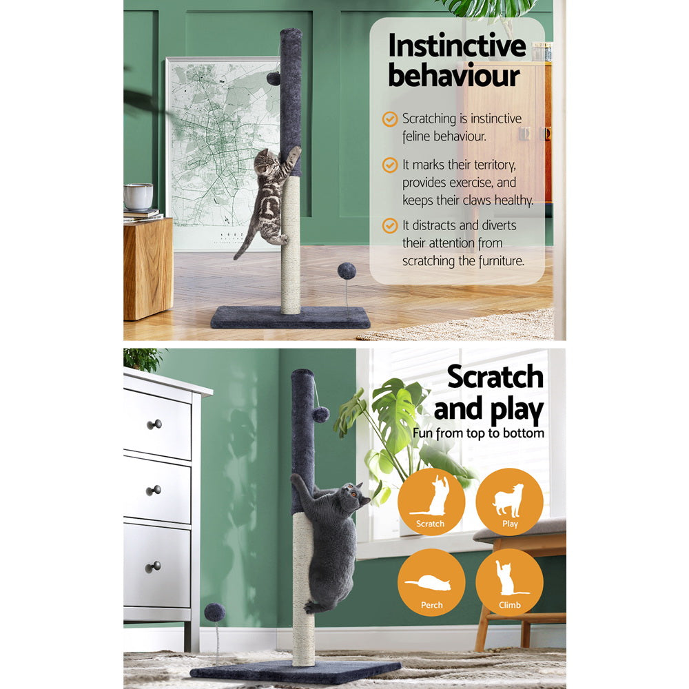 i.Pet Cat Tree 105cm Scratching Post Scratcher Tower Condo House Hanging toys Grey - view 4