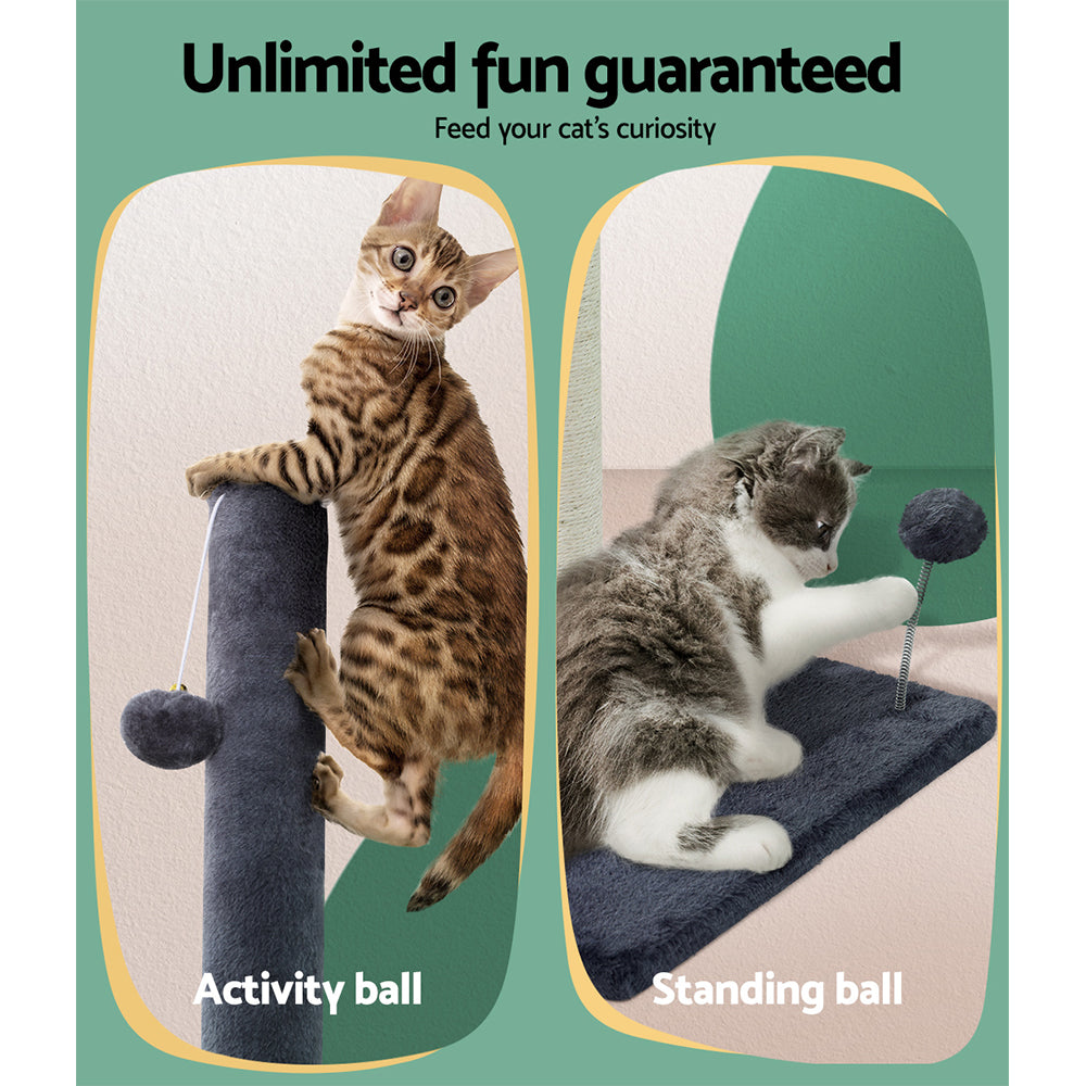 i.Pet Cat Tree 105cm Scratching Post Scratcher Tower Condo House Hanging toys Grey - view 6
