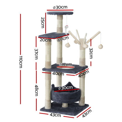 i.Pet Cat Tree 110cm Tower Scratching Post Scratcher Wood Condo House Bed Toys - view 2