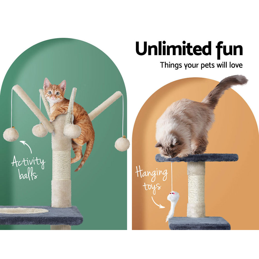 i.Pet Cat Tree 110cm Tower Scratching Post Scratcher Wood Condo House Bed Toys - view 4