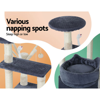 i.Pet Cat Tree 110cm Tower Scratching Post Scratcher Wood Condo House Bed Toys - view 5