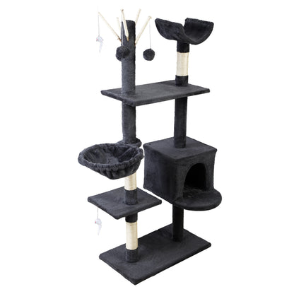 i.Pet Cat Tree 140cm Tower Scratching Post Scratcher Trees Toys Condo Bed Grey - view 8
