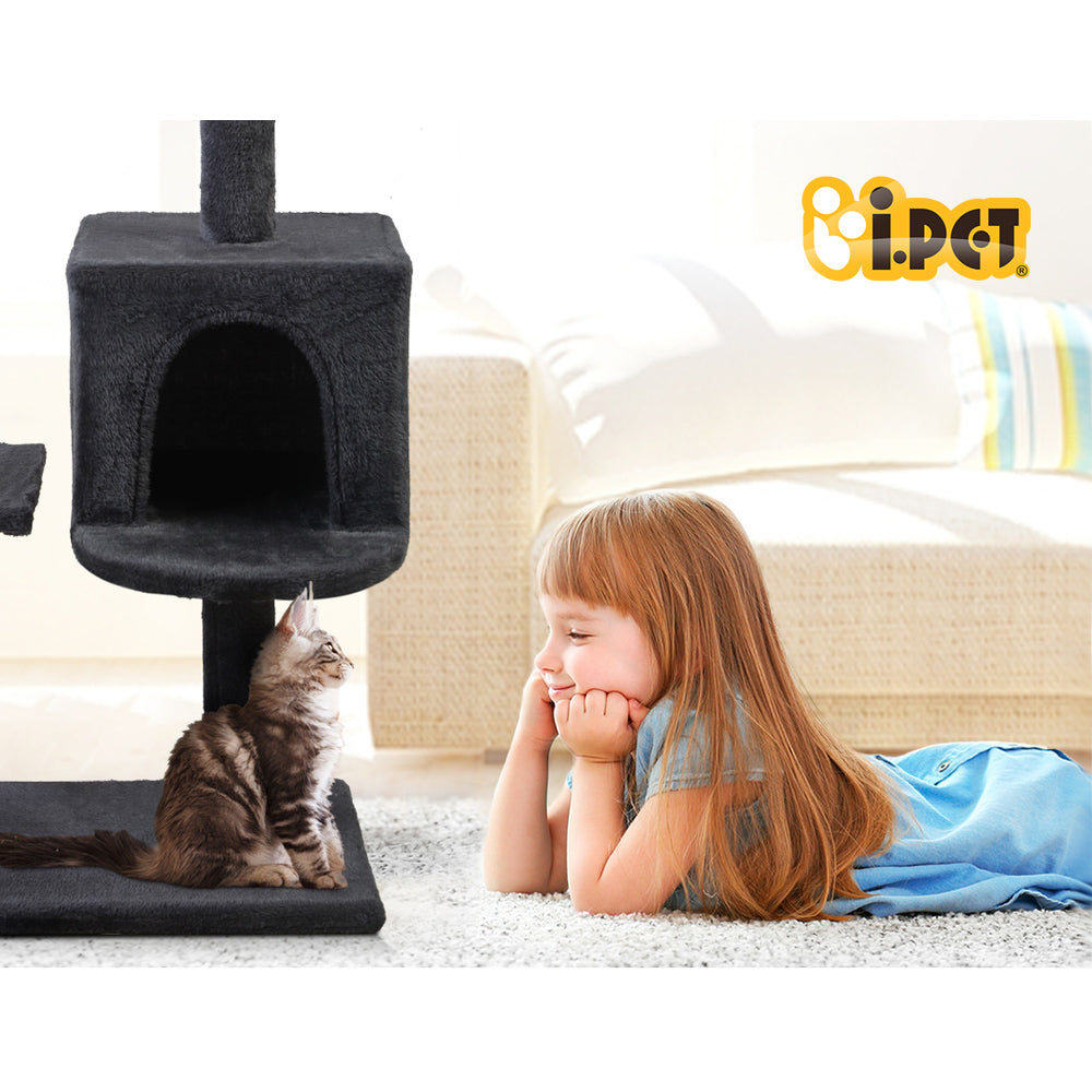 i.Pet Cat Tree 140cm Tower Scratching Post Scratcher Trees Toys Condo Bed Grey - view 6