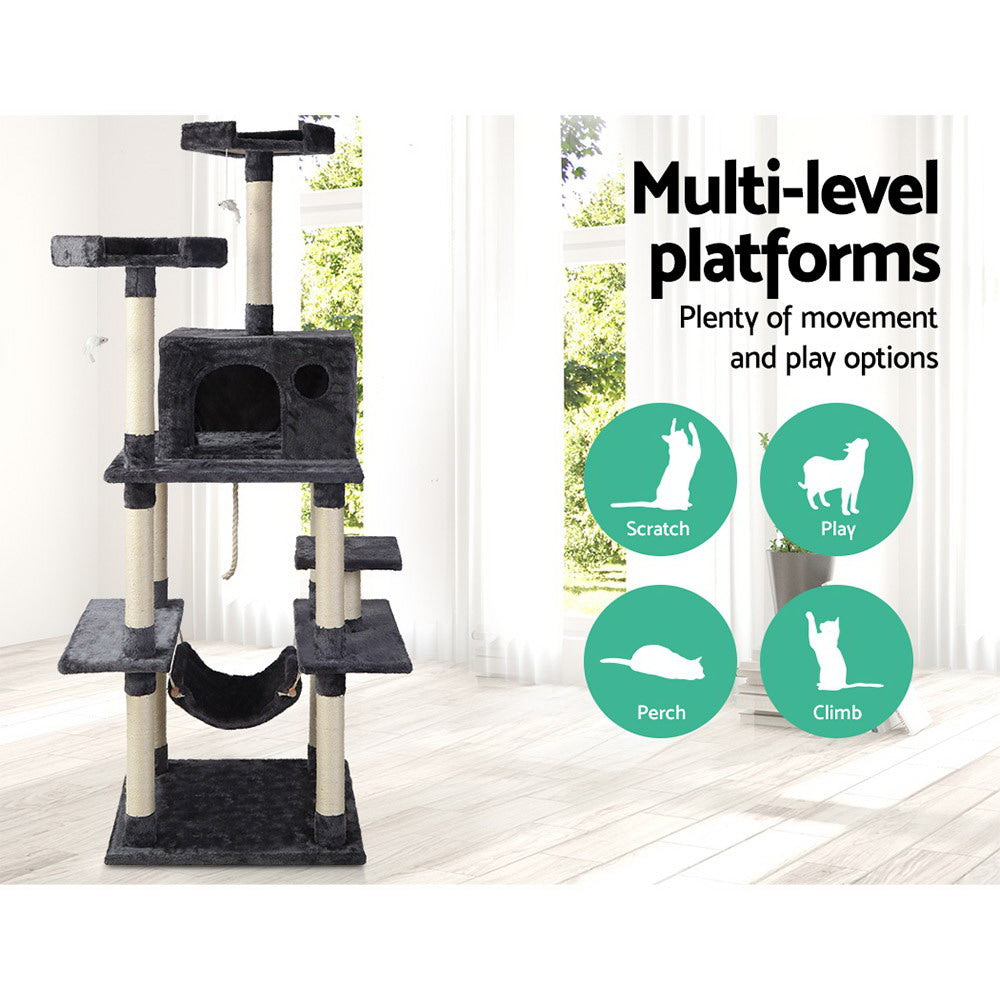i.Pet Cat Tree 184cm Tower Scratching Post Scratcher Wood Trees Condo Bed House - view 3
