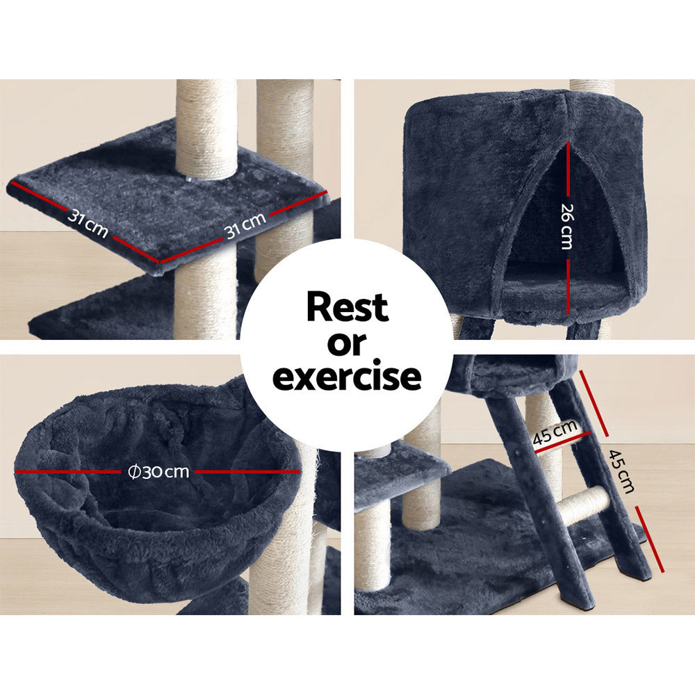 i.Pet Cat Tree 244cm Tower Scratching Post Scratcher Trees Condo House Grey - view 5