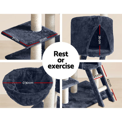 i.Pet Cat Tree 244cm Tower Scratching Post Scratcher Trees Condo House Grey - view 5