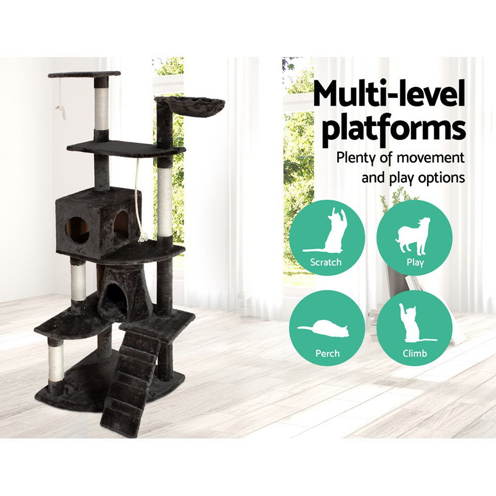 i.Pet Cat Tree 193cm Tower Scratching Post Scratcher Condo House Trees Grey - view 3