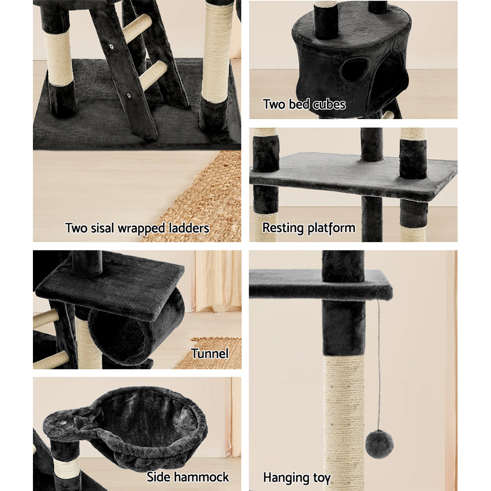 i.Pet Cat Tree 260cm Tower Scratching Post Scratcher Condo House Trees Grey - view 6