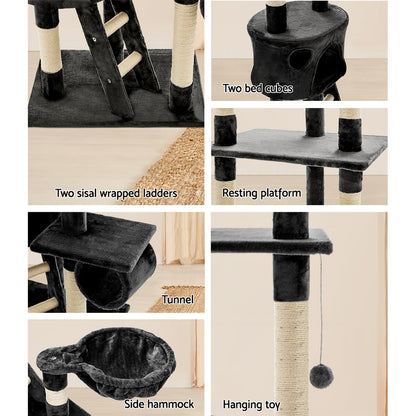i.Pet Cat Tree 260cm Tower Scratching Post Scratcher Condo House Trees Grey - view 6